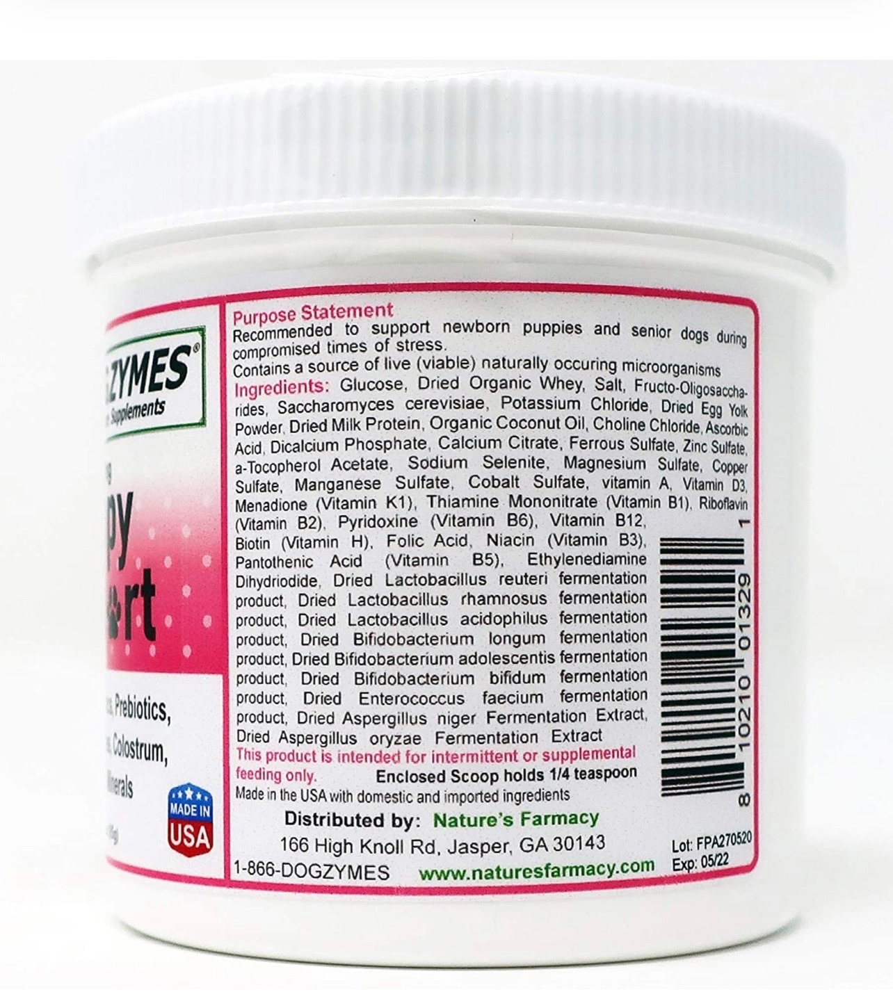 Dogzymes Fading Puppy Support Probiotics Prebiotics Enzymes Glucose Electrolytes Vitamins Minerals Mix (3 oz) - 85 гр, /Добавка для щенков с пробиотиками и пребиотиками . (США)
