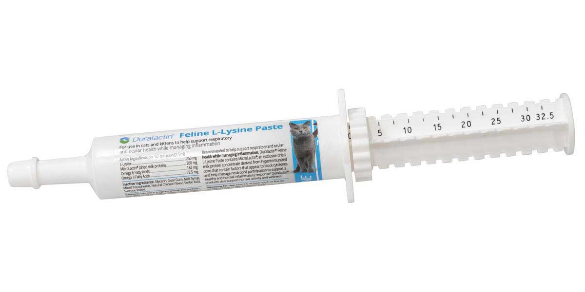 Duralactin ® Feline L-Lysine 32,5 ml, паста в тубе, добавка для лечения и профилактики вирусных респираторных заболеваний.(США)