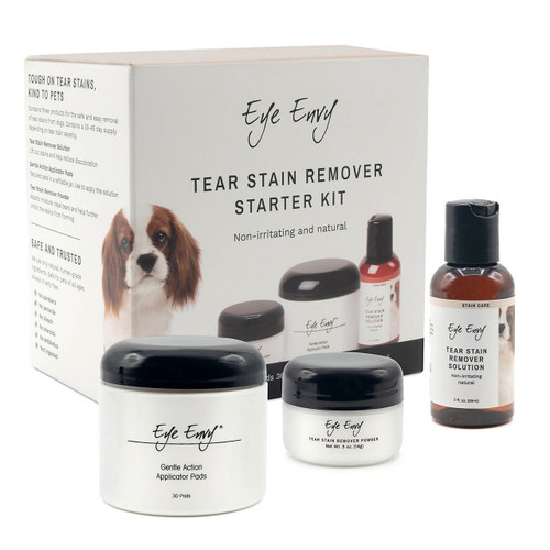 Eye Envy Tear Stain Remover Starter Kit for Dogs Стартовый набор для собак: пудра 14гр+лосьон 59 мл + апликаторы-подушечки. (США)