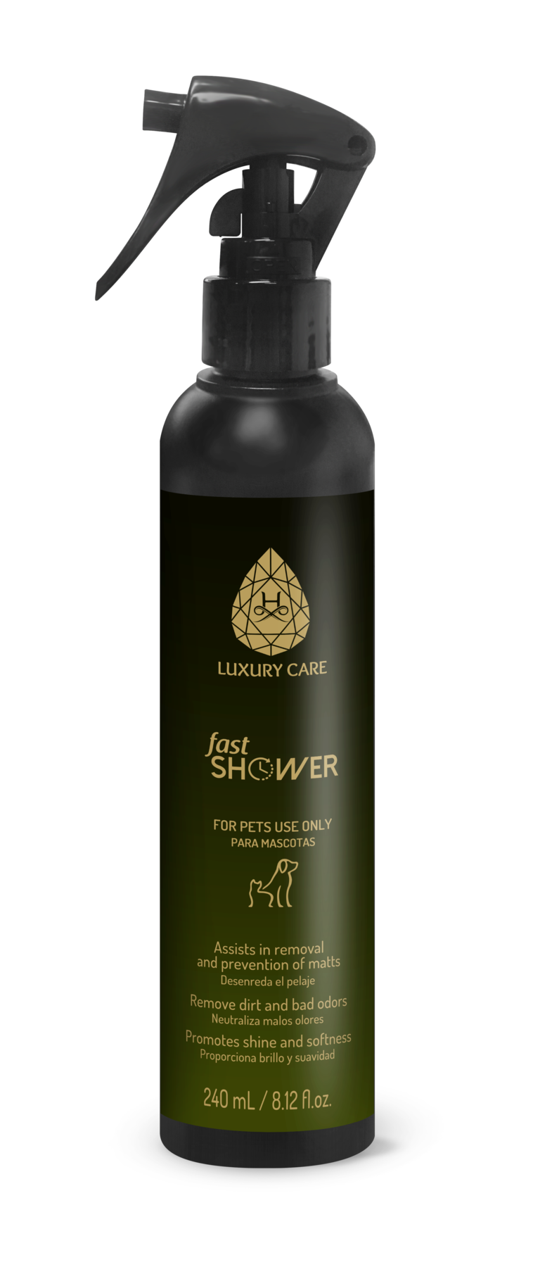 HYDRA* Luxury Care Fast Shower Sprey 240 ml Спрей для очистки вашего питомца без воды. (Бразилия.)