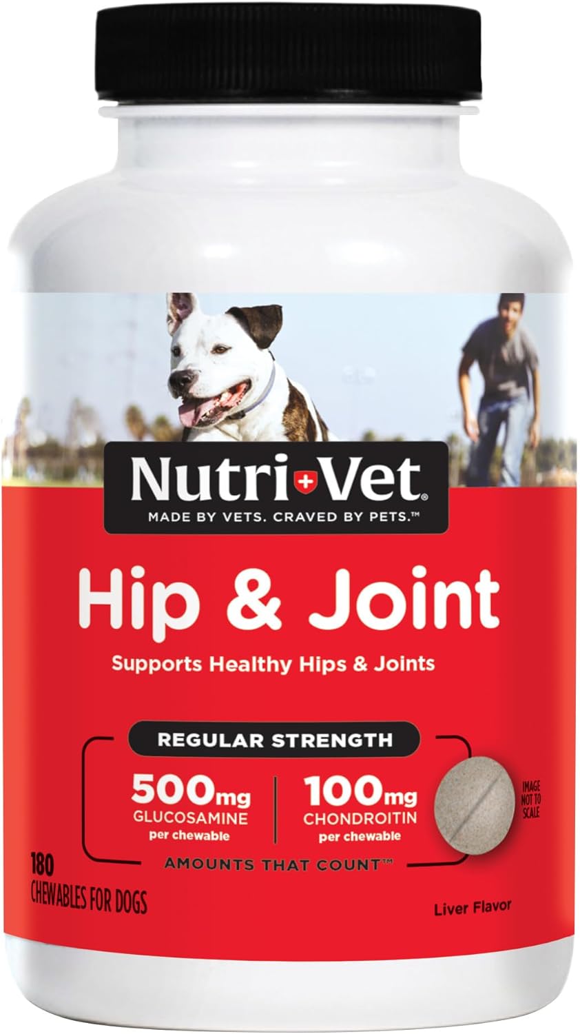 Nutri-Vet Regular Strength Chewable Tablets Hip & Joint Supplement for Dogs, 180 таб - витамины для суставов с глюкозамином, хондроитином.(США)Обычная сила:
