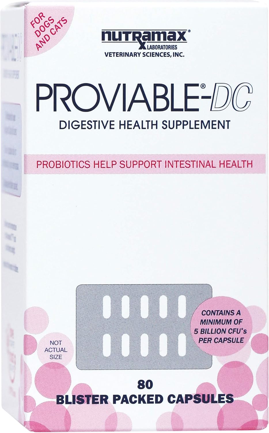 Proviable-DC for Dogs and Cats Пробиотик для собак и кошек, 80 капс. (США) Nutramax Laboratories, Inc.