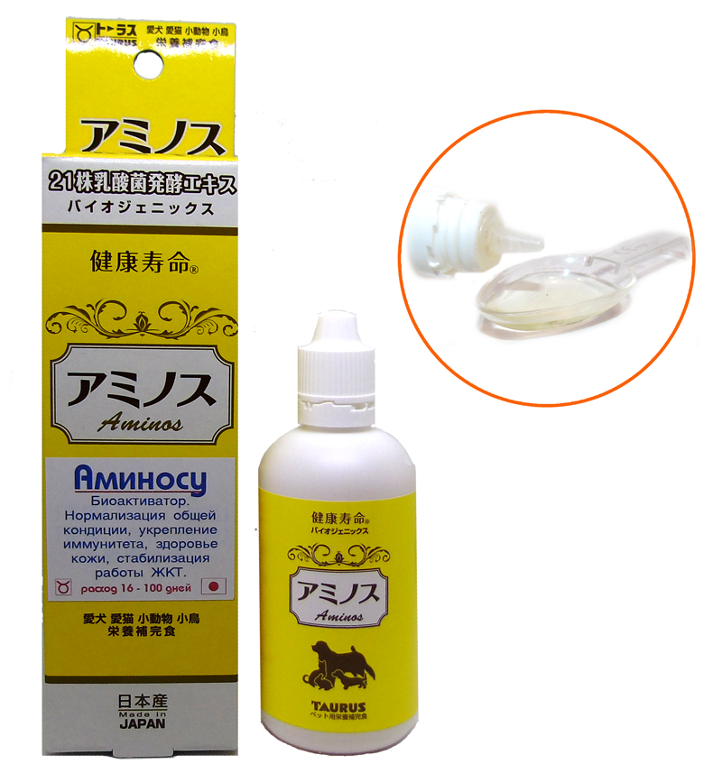 *Аминосу - биоактиватор (аминокислоты) для собак и кошек  (100 мл) /Япония TAURUS