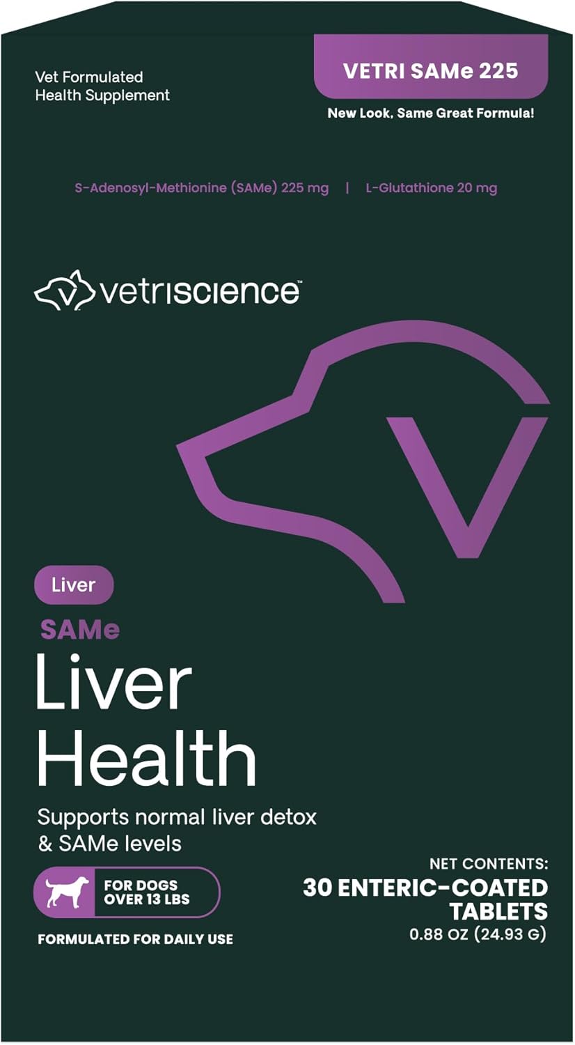 VetriScience Vetri-SAMe Liver Health 225 mg, 30 шт Добавка для поддержания функции печени средних и больших собак.(США).