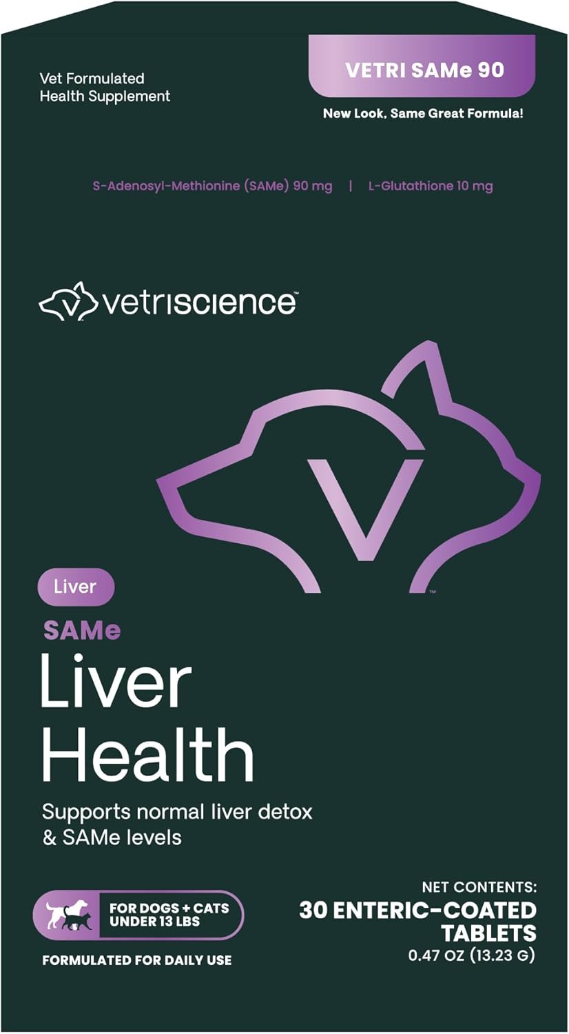 VetriScience Vetri-SAMe Liver Health 90 mg, 30 шт Добавка для поддержания функции печени у кошек и собак.(США).