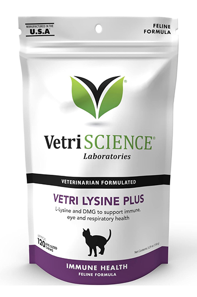 VetriScience Lysine Plus Immune Supplement for Cats and Kittens with Allergies, Chicken, ( Immunity Health Chews 250 mg), Лизин для кошек, жевательное лакомство, 120 шт (США)