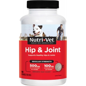 Nutri-Vet Regular Strength Chewable Tablets Hip & Joint Supplement for Dogs, 180 таб - витамины для суставов с глюкозамином, хондроитином.(США)Обычная сила: