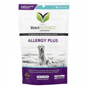 VetriScience Allergy Plus Immune for Dogs - Duck Flavor 75 жев.таб. имунная добавка  от аллергии для собак,вкус утки  (США)