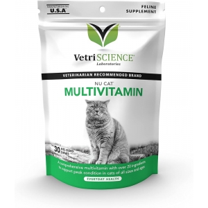 VetriScience Nu Cat Chewable Tablets Senior Multivitamin for Cats, 90 count таблетки мультивитамин  для пожилых кошек, 90 шт (США)