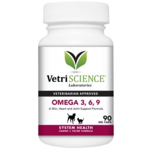 VetriScience Omega 3, 6, 9 (90 Gel Caps) капсулы с гелем для шерсти и кожи, для кошек и собак, 90 шт (США)