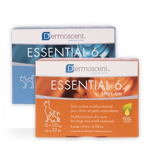 Dermoscent Essential 6® spot-on для собак на вес от 0-10 кг, 4 пипетки. Средство для ухода за кожей и шерстью.((LDCA), Франция.)