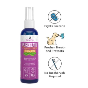 Innovet PurBreath 4 oz (120 мл) Спрей для ухода за зубами домашних животных «Без щетки», (США)