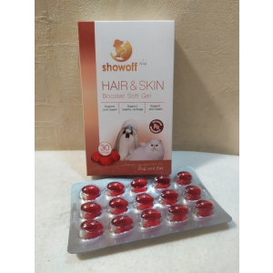 Show Off Plus vitamins for hair and skin for pet. Витамины для шерсти и кожи, для собак и кошек, капсюли с гелем 30 шт. (Тайланд)