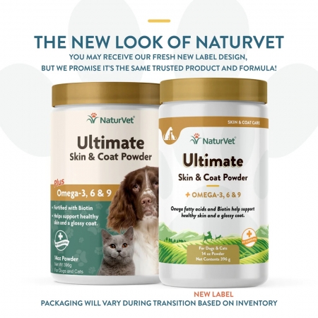 NaturVet Ultimate Powder Skin & Coat Supplement for Cats & Dogs =порошок для шерсти для собак и кошек, 14oz, 396 гр.(США)