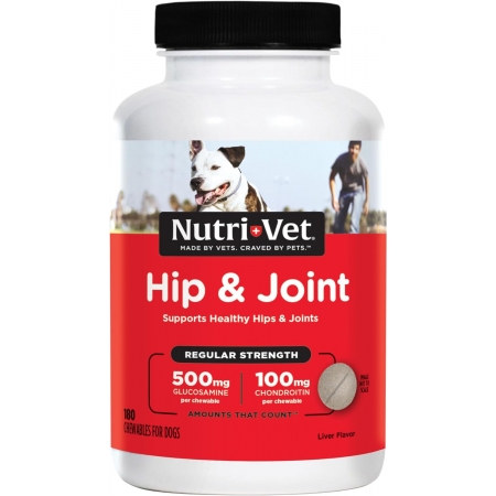 Nutri-Vet Regular Strength Chewable Tablets Hip & Joint Supplement for Dogs, 180 таб - витамины для суставов с глюкозамином, хондроитином.(США)Обычная сила: