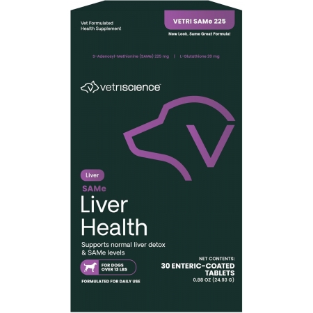 VetriScience Vetri-SAMe Liver Health 225 mg, 30 шт Добавка для поддержания функции печени средних и больших собак.(США).