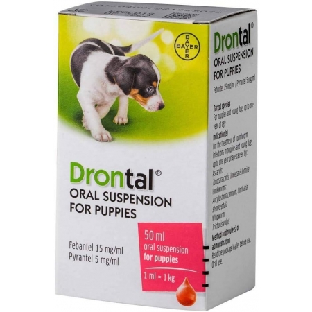 Дронтал д/щенков DRONTAL PUPPY противоглистное средство: суспензия 50 мл со вкусом мяса (Байер, Германия)