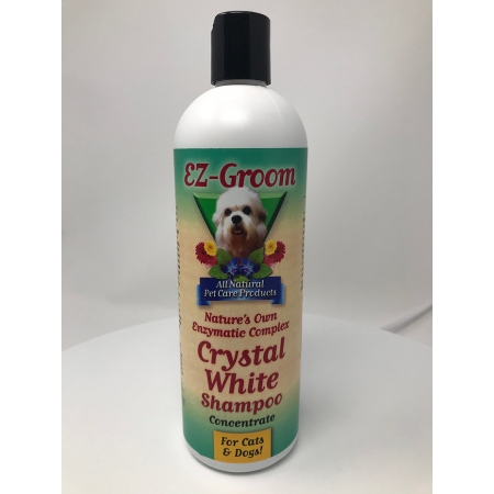 EZ-Groom.Crystal White Shampoo. Шампунь "Белый кристалл", усиливающий белый цвет шерсти животного, 473 мл. Для кошек и собак. Разведение: 8:1. (CША)