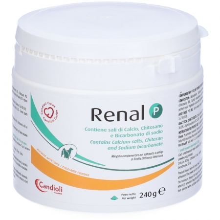 Candioli Renal Р 240 гр Специальная добавка для кошек и собак при почечной недостаточности, содержит соли кальция, хитозана и бикарбоната натрия.(Италия)