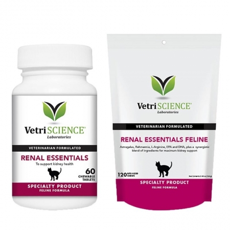 VetriScience Renal Essentials For Cats Fish Flavor (60 Tabs)  витамины для кошек (почки) (США)Жевательные таблетки с рыбным вкусом, для лечения и поддержания здоровья почек.