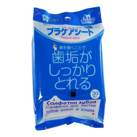 Влажные салфетки для чистки зубов собак и кошек  уп.30 шт. TAURUS (Япония)